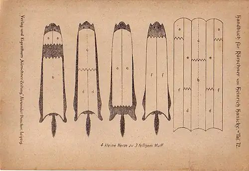 Flächenausgleich, vier Nerzfelle für einen dreistreifigen Muff