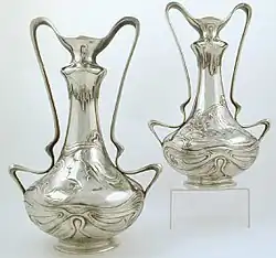 Art Nouveau Vasen aus poliertem Zinn, Frankreich, 1900