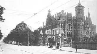 Der südliche Bereich der Straße mit der Villa Willmer um 1900