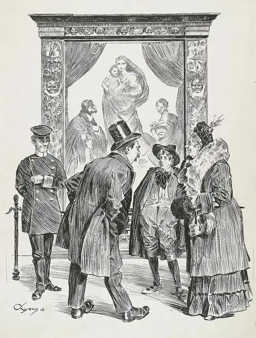 Hans Gyenis Fachsimpelei vor der Sixtinischen Madonna 1908