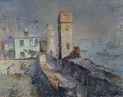 Mittelrhein bei Oberwesel, Öl auf Leinwand, 1920er Jahre