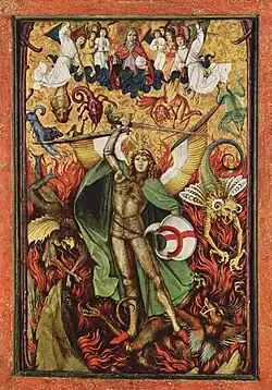 Hans Leu der Ältere: Der Erzengel Michael im Kampf mit Luzifer, 1490, Inventarnummer GKS661[134]