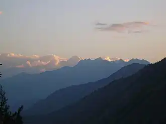 Haramosh (Bergspitze im Hintergrund) vom Nanga Parbat aus gesehen