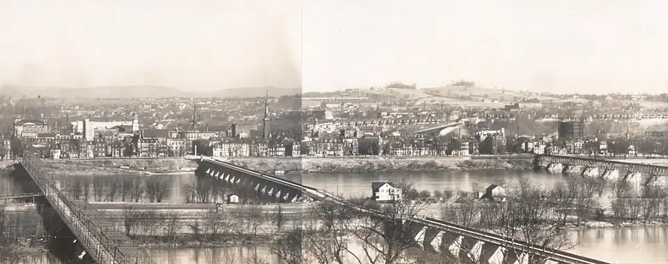 Die zweite Market Street Bridge 1906, links die Walnut Street Bridge