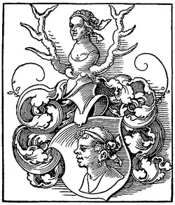 Redendes Wappen des Hartmann Maurus († 1537): Mohrenkopf mit Stirnbinde