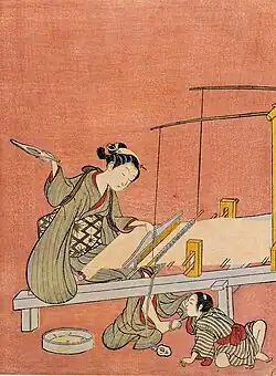 Mädchen am Webstuhl (Harunobu)