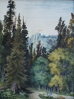 Spätes Aquarell von C. W. Hase, datiert am 31. Oktober 1893 bei Baden-Baden (Privat­besitz)