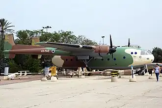 Französische aber in Deutschland gebaute Nord Noratlas der 103. Staffel „Elephants“ von Tel Nof