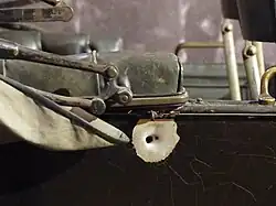 Einschussloch jenes Geschoßes, das Sophie Herzogin von Hohenberg traf