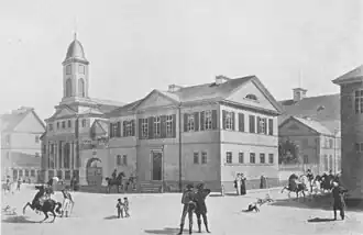 Domkirche St. Eberhard, Vellnagel-Haus, Danneckerei und Hoftheater, 1813. →&nbsp;Bildkommentar