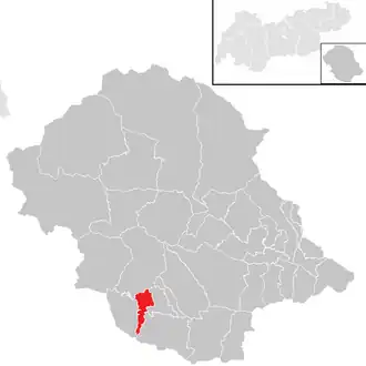 Lage der Gemeinde Heinfels im Bezirk Lienz (anklickbare Karte)