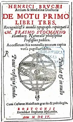 Heinrich Brucaeus: De motu primo libri tres (1604)