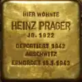 Stolperstein für Heinz Prager, verlegt im Mai 2008