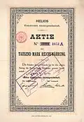 Aktie über 1000 Mark der Helios Elektricitäts-AG vom 1. Juli 1901