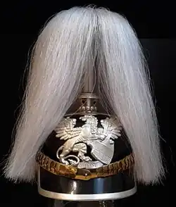 Helm Badische Dragoner mit Paradebusch