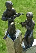 „Lautenspieler und Flötenspieler“ (1988) (Bronze, 29 cm)
