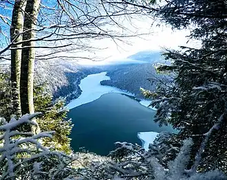 Blick vom Hennenköpfl zum Sylvensteinspeicher
