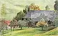 Schwarzwaldhof in Horben, Zeichnung von Hermann Daur 1913