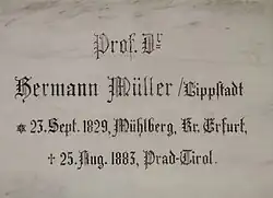 Gedenktafel in der Nordwand der Kirche St. Johann