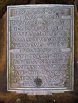 Hermann Suter- Buechi (1870–1926), Organist, Musiklehrer, Dirigent, Komponist, Direktor des Konservatoriums Basel, Grab auf dem Friedhof Hörnli, Riehen, Basel-Stadt