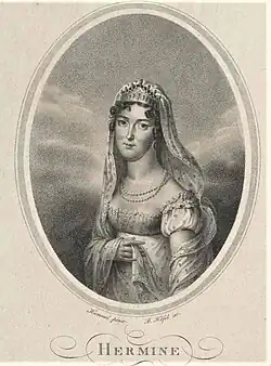 Erzherzogin Hermine von Österreich, Stich von Blasius Höfel nach einer Zeichnung von Carl Hummel (um 1815)