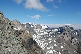 Teile des Hexenkees mit den Hexen- und Seeköpfen (gesehen vom Rauhkopf)