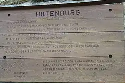 Tafel zur Geschichte der Hiltenburg