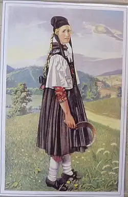 Sommerliche festliche Sonntagstracht (mit Dellmutsche), Wommelshausen, Amt Blankenstein „Obergericht“