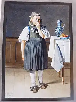 Jungmädchen in Sonntagstracht, Wommelshausen, Amt Blankenstein „Obergericht“