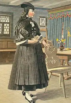 Kirchgangstracht (mit Schneppekap), Kehlnbach, Amt Blankenstein „Untergericht“