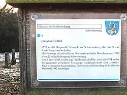 Hinweistafel am jüdischen Friedhof Schweinsberg mit Informationen zur Stadtgeschichte