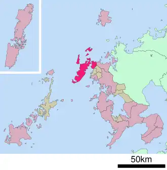 Lage Hirados in der Präfektur