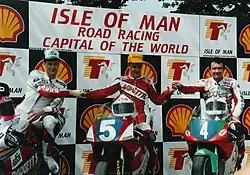 Hislop (l.) zusammen mit Brian Reid und Robert Dunlop 1992