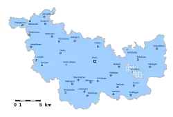 Lage von Gruorn im Oberamt Urach, Gebietsstand zu Beginn des 19. Jahrhunderts