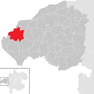 Lage der Gemeinde Hochburg-Ach im Bezirk Braunau am Inn (anklickbare Karte)