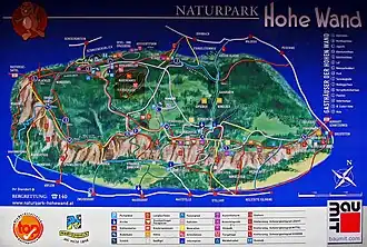 Übersichtskarte (Gaststätten) des Naturparks Hohe Wand