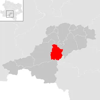 Lage der Gemeinde Hohenberg (Niederösterreich) im Bezirk Lilienfeld (anklickbare Karte)