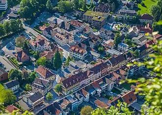 Dieses Bild zeigt das Stadtzentrum von oben
