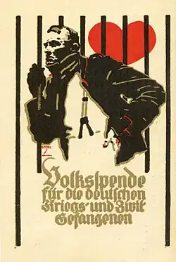 Werbepostkarte für die „Volksspende für die deutschen Kriegs- und Zivilgefangenen“ (1916)