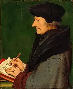 Hans Holbein der Jüngere, Bildnis des schreibenden Erasmus, 1523