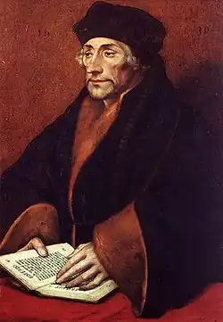 Porträt des Erasmus von Rotterdam (Ritratto di Erasmo da Rotterdam) von Hans Holbein der Jüngere ca. 1530.
