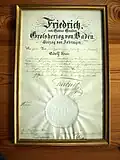 1890, Honorarurkunde: Friedrich, Großherzog von Baden an Adolf Heer