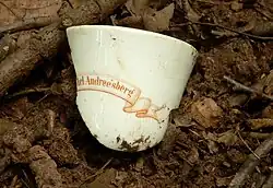 Am ehemaligen Hotelstandort aufgefundene Tassenscherbe mit Aufschrift Hotel Andree’sberg