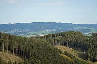 Blick vom Ösenberg in den Saalhauser Bergen zur Hunau