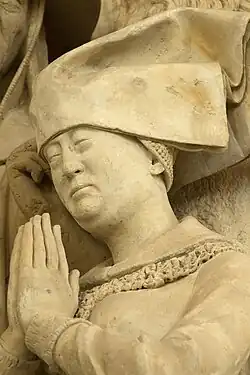 Darstellung der Maria von Loon-Heinsberg auf dem Prunkgrab Engelbrecht I. von Nassau in der Grote Kerk zu Breda[11]