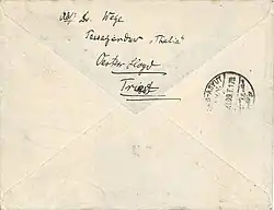 Brief des Teilnehmers der II. Ärztefahrt vom 20. November 1909, Dr. George Wege, aus Luxor (145&nbsp;×&nbsp;111&nbsp;mm)[38]