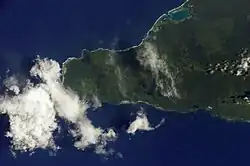 Satellitenbild des Westendes von Savai'i, NASA, 2002