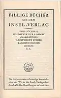 Billige Bücher aus dem Insel-Verlag mit einer Auflistung aller lieferbaren IB-Titel von 1914