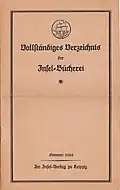 Vollständiges Ver­zeichnis der Insel-Bü­cherei. Sommer 1922 (schlechtes Papier der Inflationszeit)