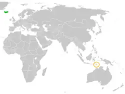 Lage von Island und Osttimor